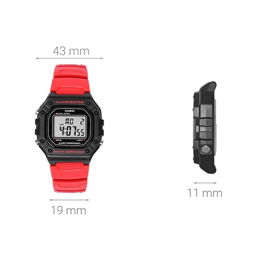 Đồng hồ CASIO 43 mm Nam W-218H-4BVDF Màu Đỏ