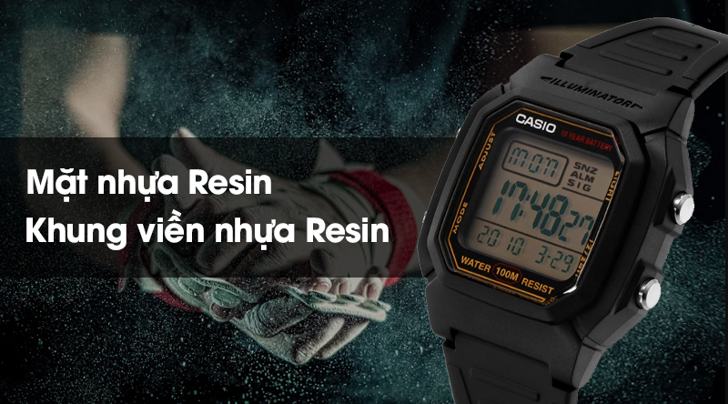 Đồng hồ nam Casio W-800HG-9AVDF có mặt kính nhựa cứng cáp, khung viền chắc chắn Đồng hồ nam Casio W-800HG-9AVDF có mặt kính nhựa cứng cáp, khung viền chắc chắn