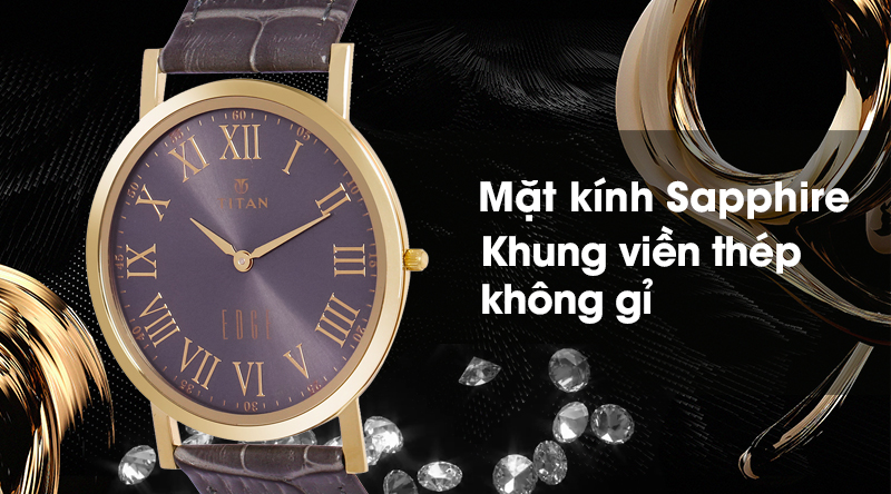 Đồng hồ nam Titan 1595YL02 sở hữu mặt kính Sapphire, khung viền bằng thép không gỉ Đồng hồ nam Titan 1595YL02 sở hữu mặt kính Sapphire, khung viền bằng thép không gỉ