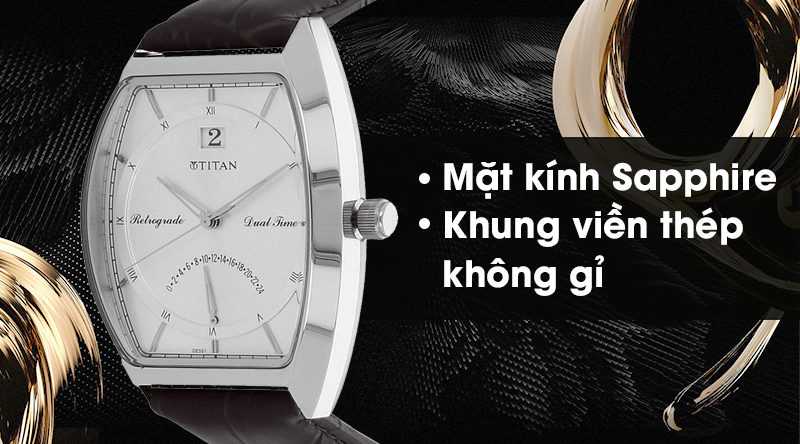 Đồng hồ nam Titan 1680SL01 sở hữu mặt kính Sapphire, khung viền thép chống ăn mòn Đồng hồ nam Titan 1680SL01 sở hữu mặt kính Sapphire, khung viền thép chống ăn mòn