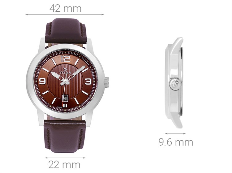 Đồng hồ TITAN 42 mm Nam 1730SL03 Màu Nâu