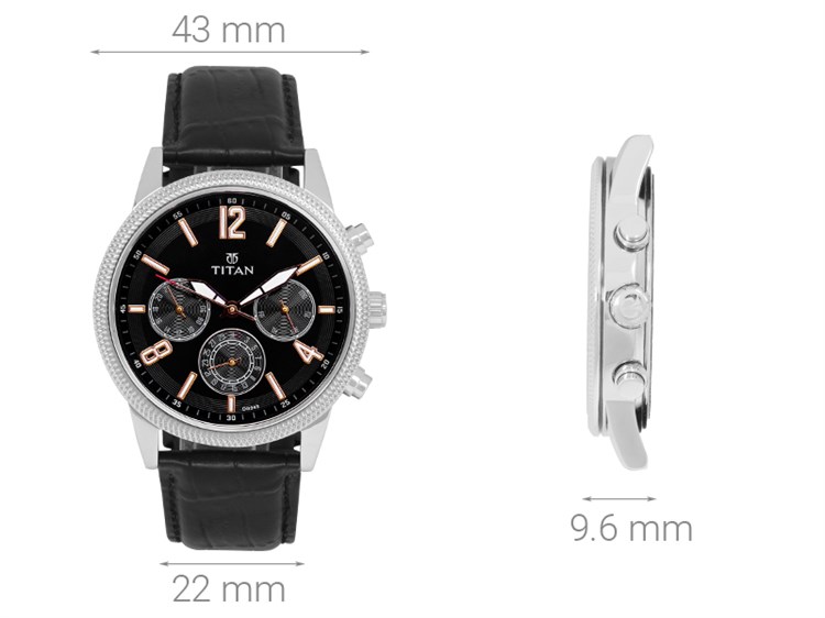 Đồng hồ TITAN 43 mm Nam 1734SL02 Màu Đen