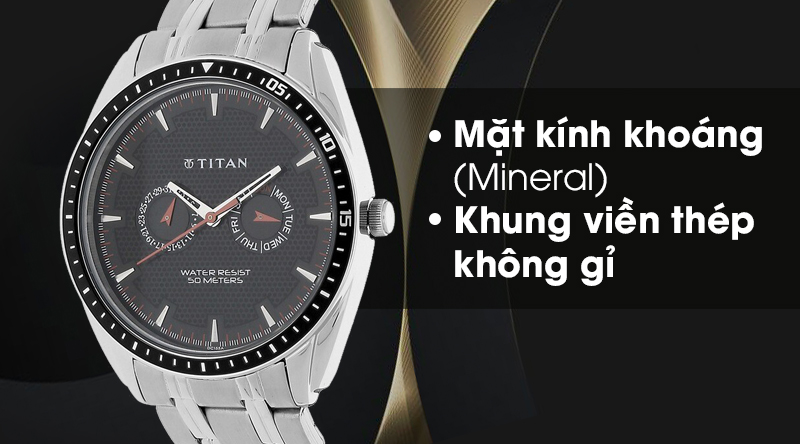 Đồng hồ nam Titan 1582KM02 có mặt kính trong suốt, khung viền bằng thép chống gỉ Đồng hồ nam Titan 1582KM02 có mặt kính trong suốt, khung viền bằng thép chống gỉ