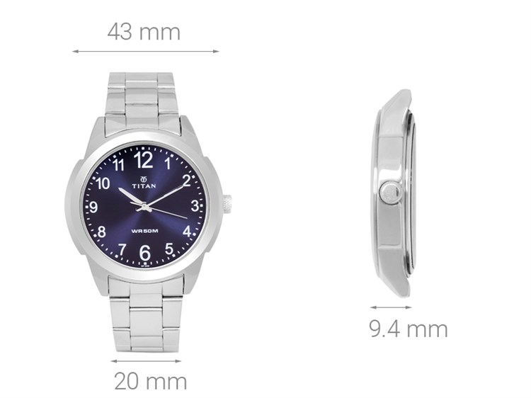 Đồng hồ TITAN 43 mm Nam 1585SM05 Màu Bạc