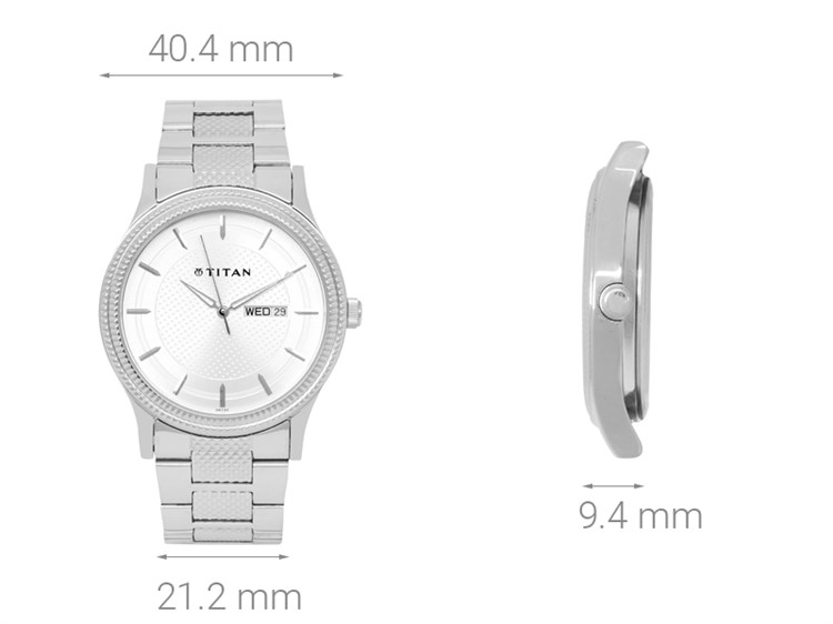 Đồng hồ TITAN 40.4 mm Nam 1650SM01 Màu Bạc