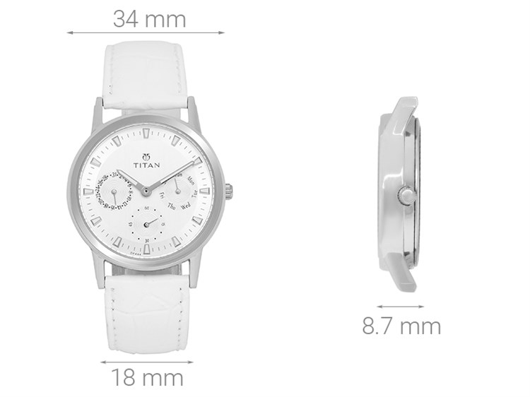 Đồng hồ TITAN 34 mm Nữ 2557SL01 Màu Trắng