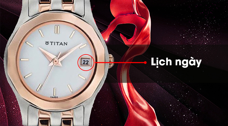Đồng hồ nữ Titan 9856KM01 có lịch ngày tiện lợi Đồng hồ nữ Titan 9856KM01 có lịch ngày tiện lợi