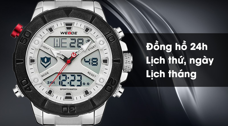 Đồng hồ nam Weide WH8503-2C trang bị lịch thứ, ngày và đồng hồ 24h hữu ích
