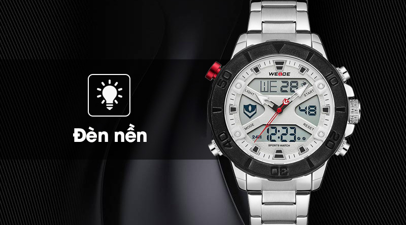 Đồng hồ nam Weide WH8503-2C có đèn nền sáng rõ giúp xem giờ trong bóng tối