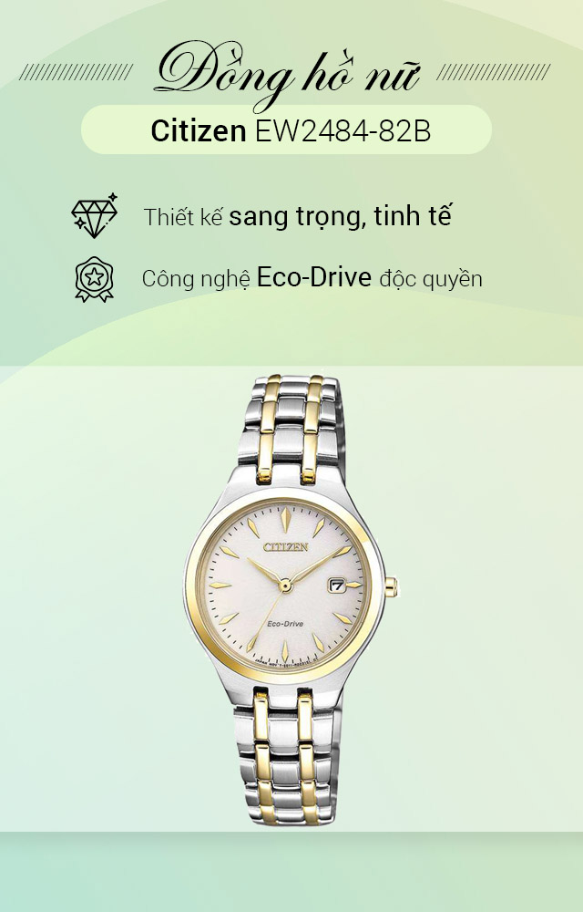 Tổng quan về đồng hồ nữ Citizen EW2484-82B Tổng quan về đồng hồ nữ Citizen EW2484-82B