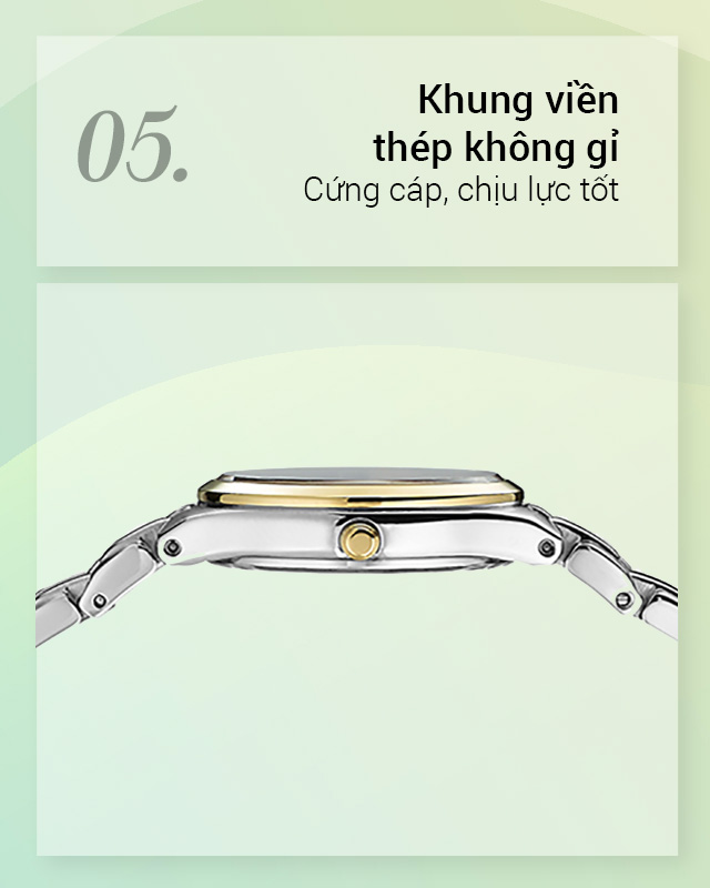 Đồng hồ nữ Citizen EW2484-82B có khung viền chịu va đập tốt Đồng hồ nữ Citizen EW2484-82B có khung viền chịu va đập tốt