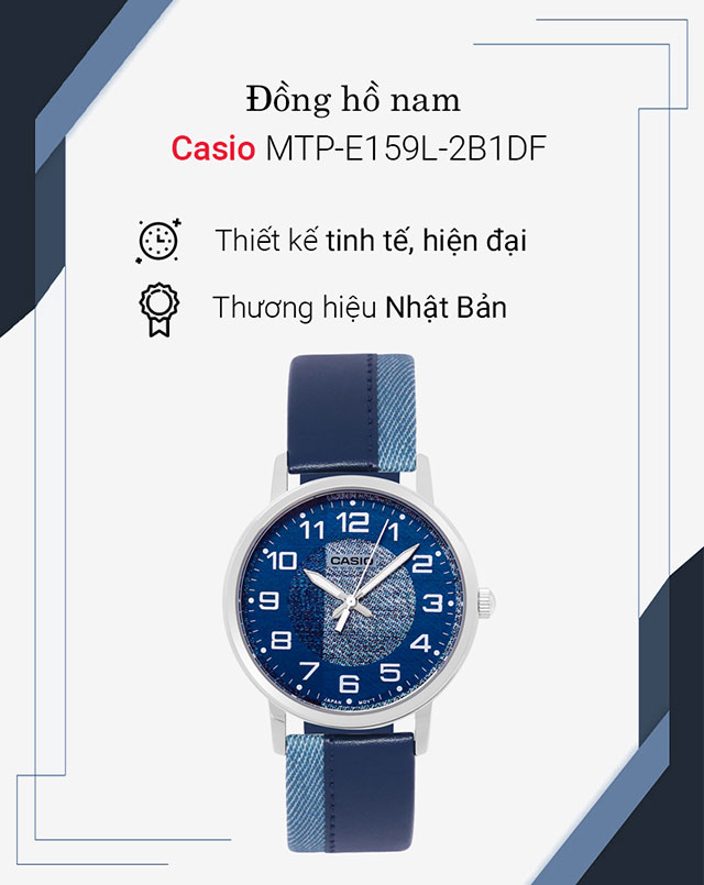 Tổng quan về đồng hồ Nam Casio MTP-E159L-2B1DF