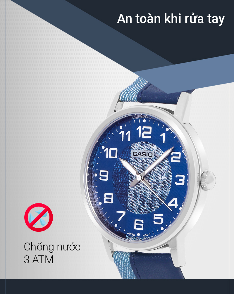 Đồng hồ Nam Casio MTP-E159L-2B1DF có hệ số chống nước 3 ATM