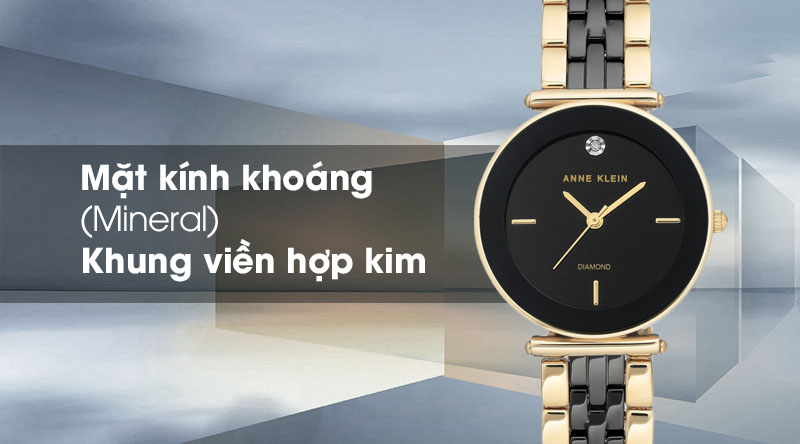 Đồng hồ Nữ Anne Klein AK/3158BKGB - Đính kim cương có mặt kính khoáng cứng cáp