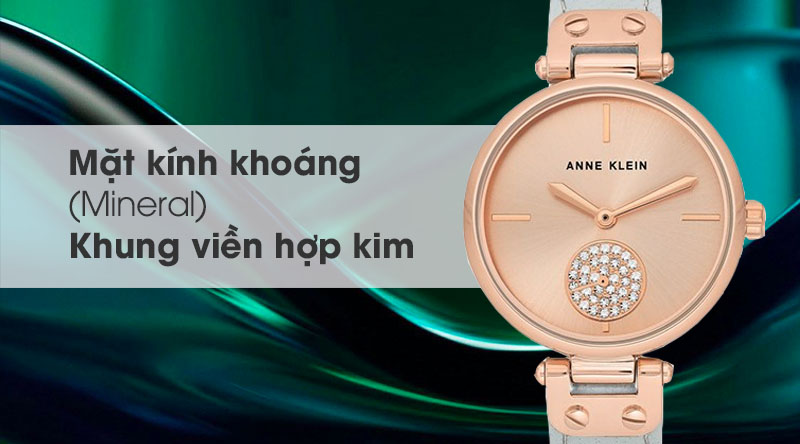 Đồng hồ Nữ Anne Klein AK/3380RGLG có mặt kính khoáng cứng cáp, khung viền bền bỉ Đồng hồ Nữ Anne Klein AK/3380RGLG có mặt kính khoáng cứng cáp, khung viền bền bỉ