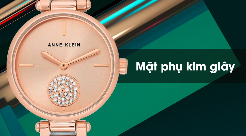 Đồng hồ Nữ Anne Klein AK/3380RGLG có mặt phụ kim giây Đồng hồ Nữ Anne Klein AK/3380RGLG có mặt phụ kim giây