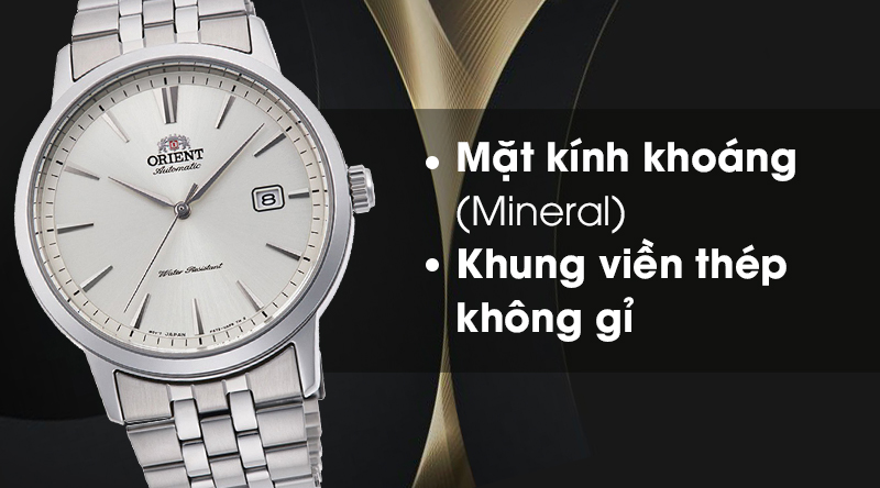 Đồng hồ nam Orient RA-AC0F02S10B - Cơ tự động có mặt kính cứng cáp, khung viền bền chắc Đồng hồ nam Orient RA-AC0F02S10B - Cơ tự động có mặt kính cứng cáp, khung viền bền chắc