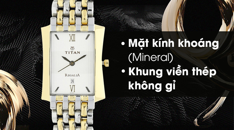 Đồng hồ nam Titan 1927BM01 có mặt kính trong suốt, khung viền bằng thép chống gỉ