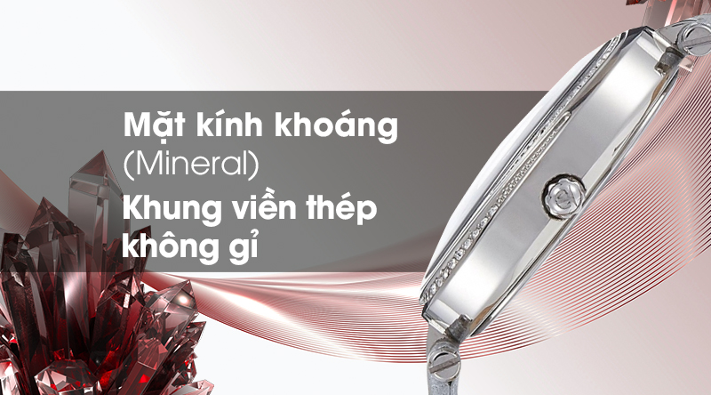 Đồng hồ nữ Titan 95025SL01 có mặt kính trong suốt, khung viền chống oxi hóa Đồng hồ nữ Titan 95025SL01 có mặt kính trong suốt, khung viền chống oxi hóa