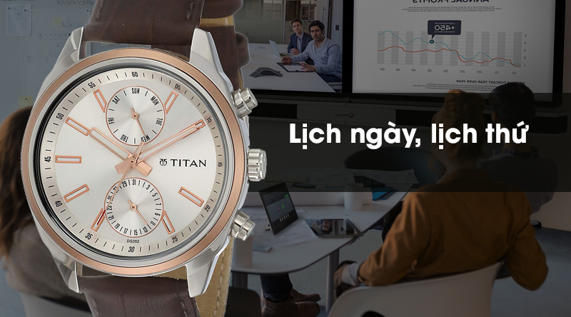 Đồng hồ nam Titan 1733KL02 có lịch thứ, lịch ngày tiện dụng Đồng hồ nam Titan 1733KL02 có lịch thứ, lịch ngày tiện dụng