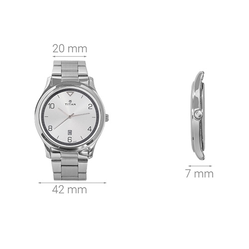 Đồng hồ TITAN 42 mm Nam 1770SM01 Màu Bạc