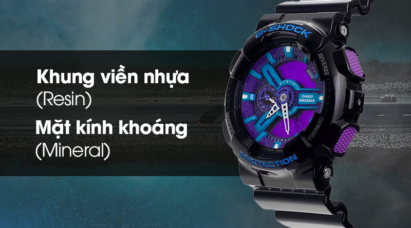 Đồng hồ nam G-Shock GA-110HC-1ADR có khung viền bằng nhựa Resin, mặt kính khoáng Đồng hồ nam G-Shock GA-110HC-1ADR có khung viền bằng nhựa Resin, mặt kính khoáng