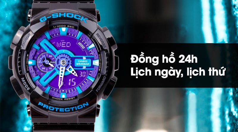 Đồng hồ nam G-Shock GA-110HC-1ADR được trang bị thêm các tính năng lịch ngày, lịch thứ và định dạng 24h Đồng hồ nam G-Shock GA-110HC-1ADR được trang bị thêm các tính năng lịch ngày, lịch thứ và định dạng 24h
