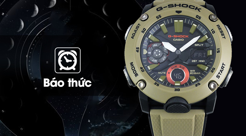 Đồng hồ nam G-Shock GA-2000-5ADR được trang bị thêm tính năng báo thức