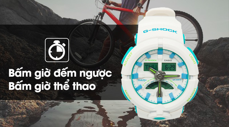 Đồng hồ Nam G-Shock GA-500WG-7ADR có tính năng bấm giờ thể thao và bấm giờ đếm ngược Đồng hồ Nam G-Shock GA-500WG-7ADR có tính năng bấm giờ thể thao và bấm giờ đếm ngược