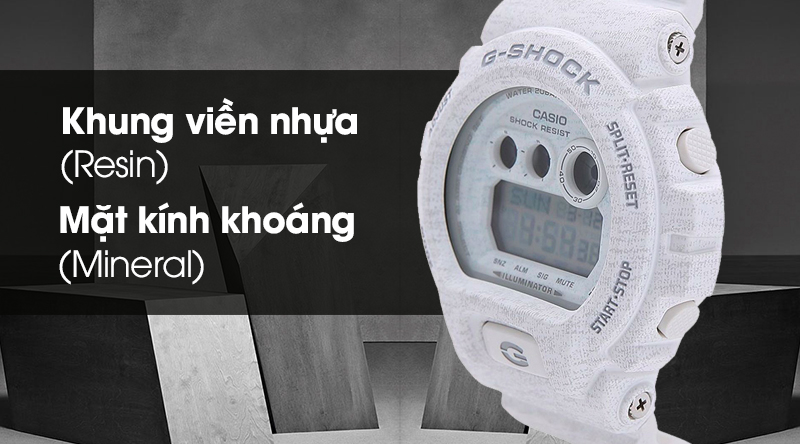 Đồng hồ nam G-Shock GD-X6900HT-7DR có khung viền nhựa, mặt kính trong suốt