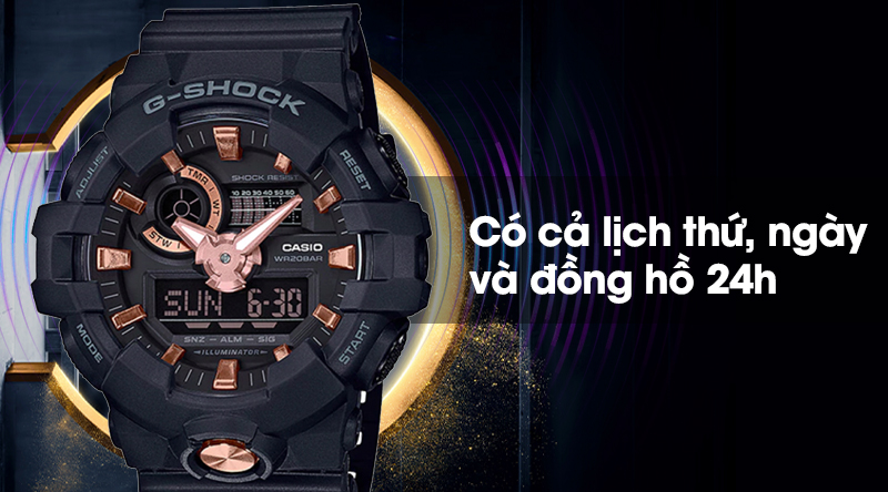 Đồng hồ nam G-Shock GA-710B-1A4DR có lịch thứ ngày và đồng hồ 24h Đồng hồ nam G-Shock GA-710B-1A4DR có lịch thứ ngày và đồng hồ 24h