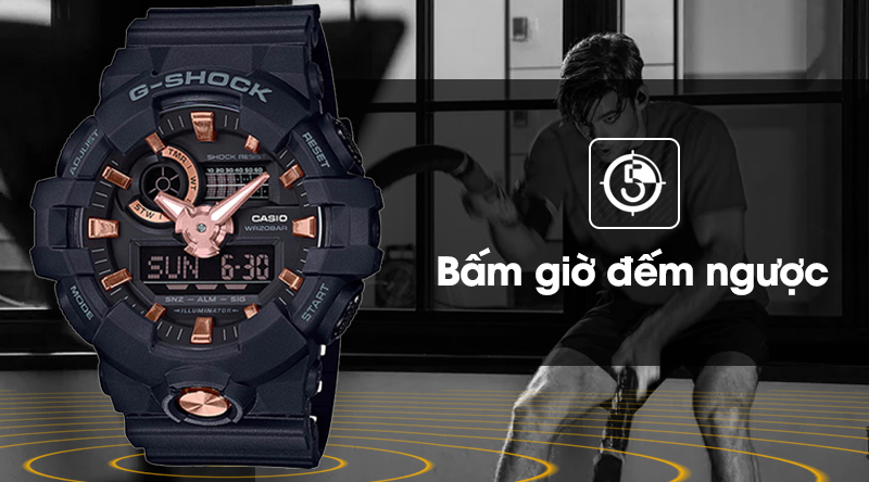 Đồng hồ nam G-Shock GA-710B-1A4DR có thêm tính năng bấm giờ đếm ngược Đồng hồ nam G-Shock GA-710B-1A4DR có thêm tính năng bấm giờ đếm ngược