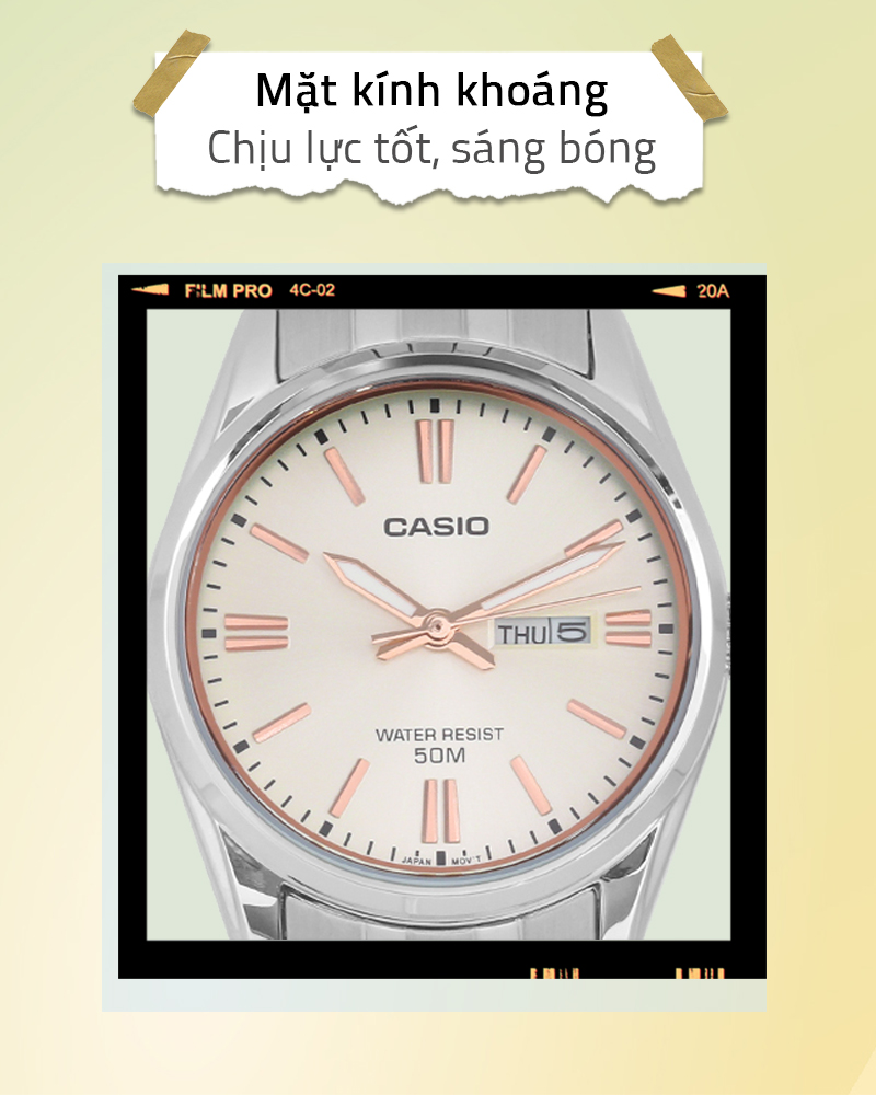 Đồng hồ Nữ Casio LTP-1335D-9AVDF có mặt kính trong suốt