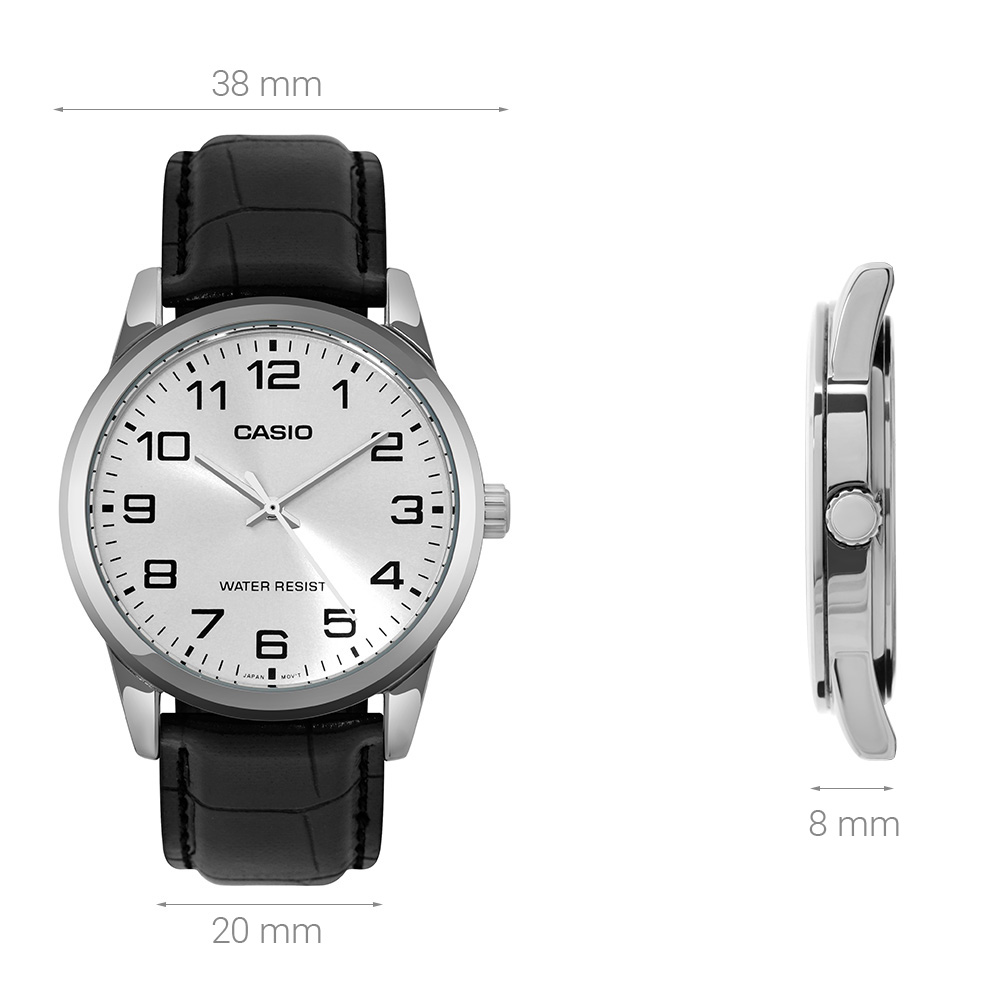 Đồng hồ CASIO Timeless 38 mm Nam MTP-V001L-7BUDF Màu Đen