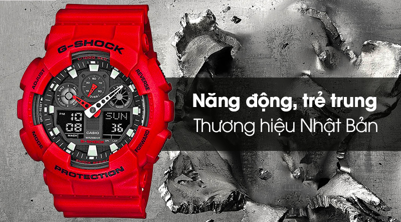 Đồng hồ Nam G-shock GA-100B-4ADR thiết kế cá tính và mạnh mẽ Đồng hồ Nam G-shock GA-100B-4ADR thiết kế cá tính và mạnh mẽ
