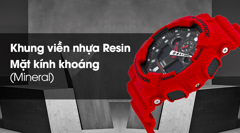 Đồng hồ Nam G-shock GA-100B-4ADR có khả năng chống sốc rất tốt Đồng hồ Nam G-shock GA-100B-4ADR có khả năng chống sốc rất tốt