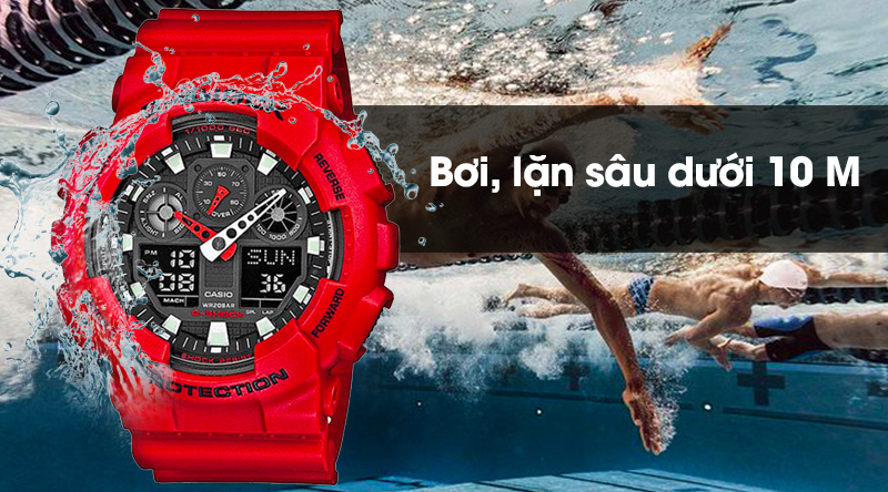 Đồng hồ Nam G-shock GA-100B-4ADR chống vô nước tốt với hệ số chống nước 20 ATM Đồng hồ Nam G-shock GA-100B-4ADR chống vô nước tốt với hệ số chống nước 20 ATM