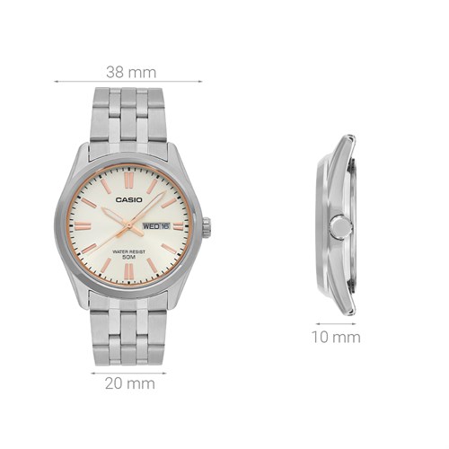 Đồng hồ CASIO 38 mm Nam MTP-1335D-9AVDF Màu Bạc
