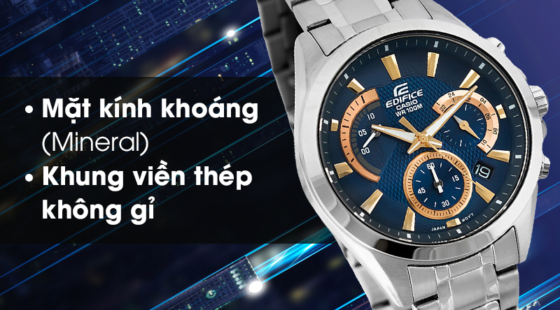 Đồng hồ nam Edifice Casio EFV-580D-2AVUDF có lớp vỏ ngoài bền chắc