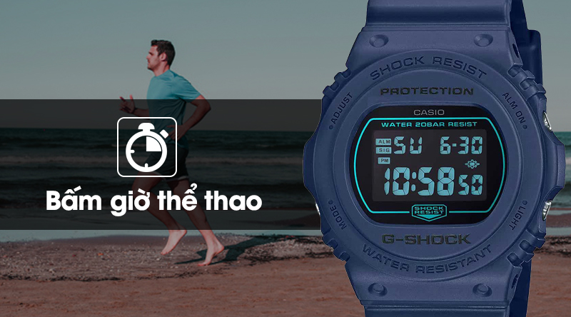 Đồng hồ G-Shock DW-5700BBM-2DR có tính năng bấm giờ thể thao Đồng hồ G-Shock DW-5700BBM-2DR có tính năng bấm giờ thể thao