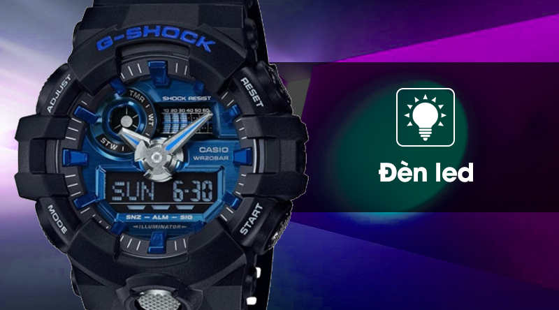 Đồng hồ Nam G-Shock GA-710-1A2DR trang bị đèn led cực sáng