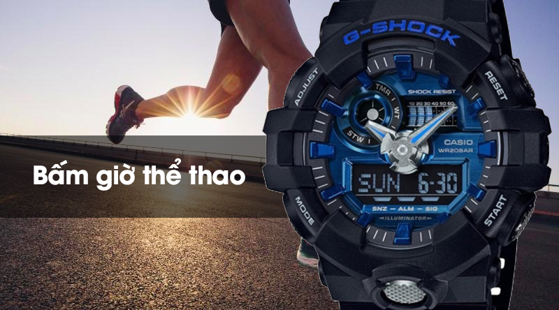 Đồng hồ Nam G-Shock GA-710-1A2DR có tính năng bấm giờ thể thao