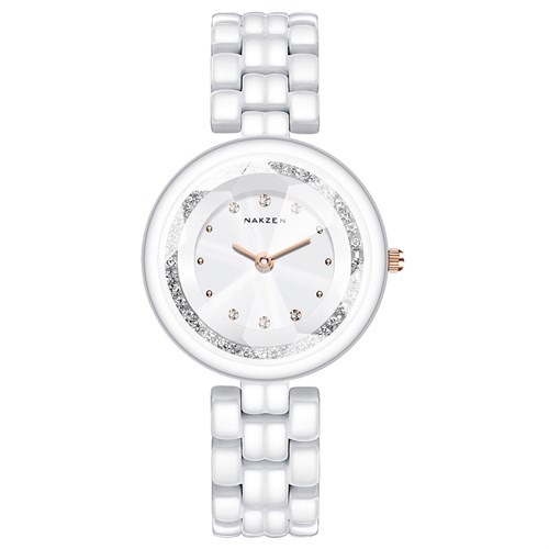 Đồng hồ NAKZEN Pha Lê Tuyết 32 mm Nữ SS1011L-7N0 Màu Trắng