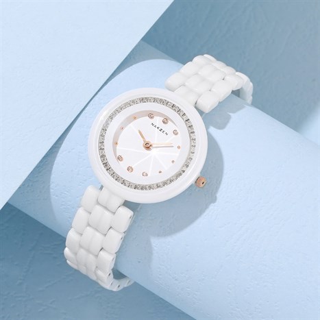 Đồng hồ NAKZEN Pha Lê Tuyết 32 mm Nữ SS1011L-7N0 Màu Trắng