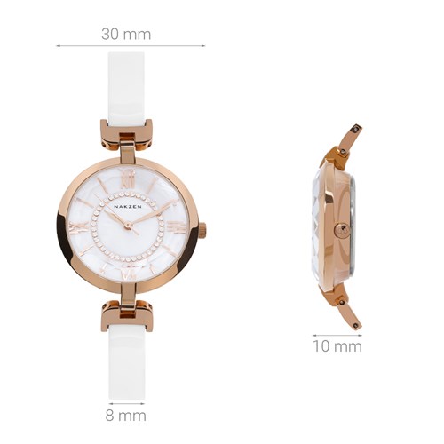 Đồng hồ NAKZEN Hoa & Gió 30 mm Nữ SS1015L-7N0 Màu Trắng