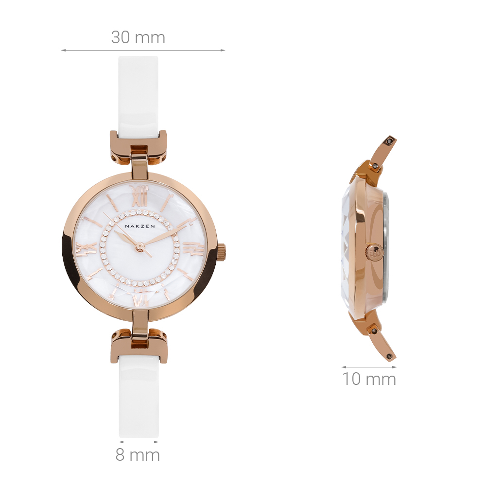 Đồng hồ NAKZEN Hoa & Gió 30 mm Nữ SS1015L-7N0 Màu Trắng