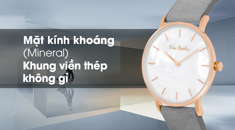 Đồng hồ nữ Pierre Cardin PCX8513L513 có mặt kính bền bỉ, khung viền chống ăn mòn