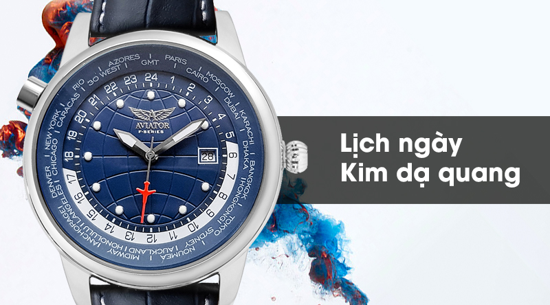 Đồng hồ nam Aviator AVW8515G353 có lịch ngày và kim dạ quang tiện ích Đồng hồ nam Aviator AVW8515G353 có lịch ngày và kim dạ quang tiện ích