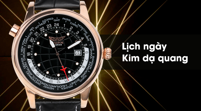 Đồng hồ nam Aviator AVW8517G352 có lịch ngày và kim dạ quang tiện ích