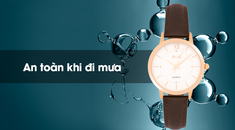 Đồng hồ nữ Elio EL001-01 đeo được khi đi mưa, rửa tay với độ chống nước 3 ATM
